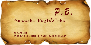 Puruczki Boglárka névjegykártya